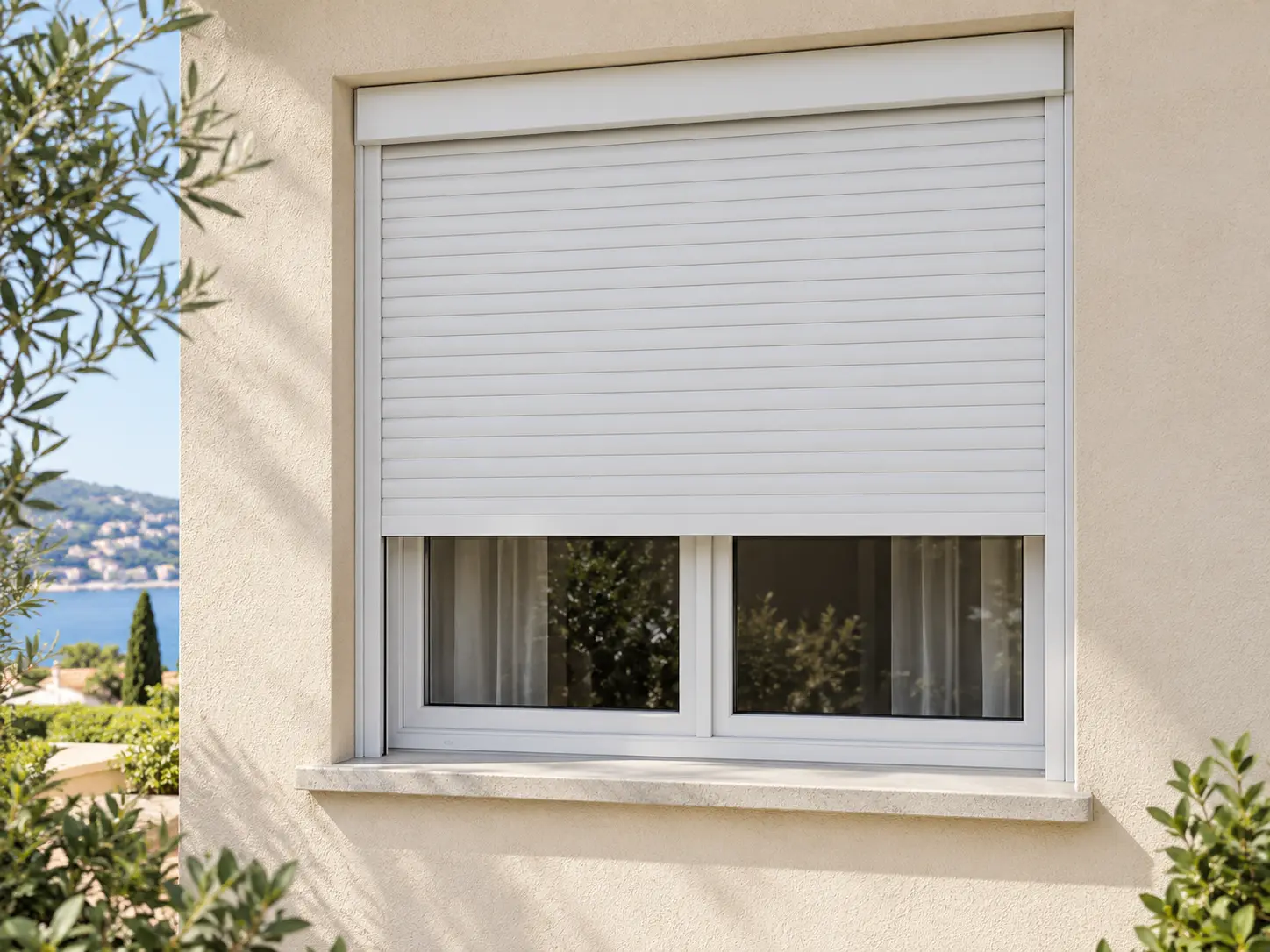 Imagen ilustrativa: Persiana de aluminio blanca en una ventana residencial